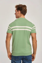 داليدرس تيشيرت مخطط بالعرض نص كم رجالي الباستيل الأخضر