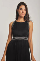 داليدرس فستان نسائي طويل بدون أكمام مطرز أسود