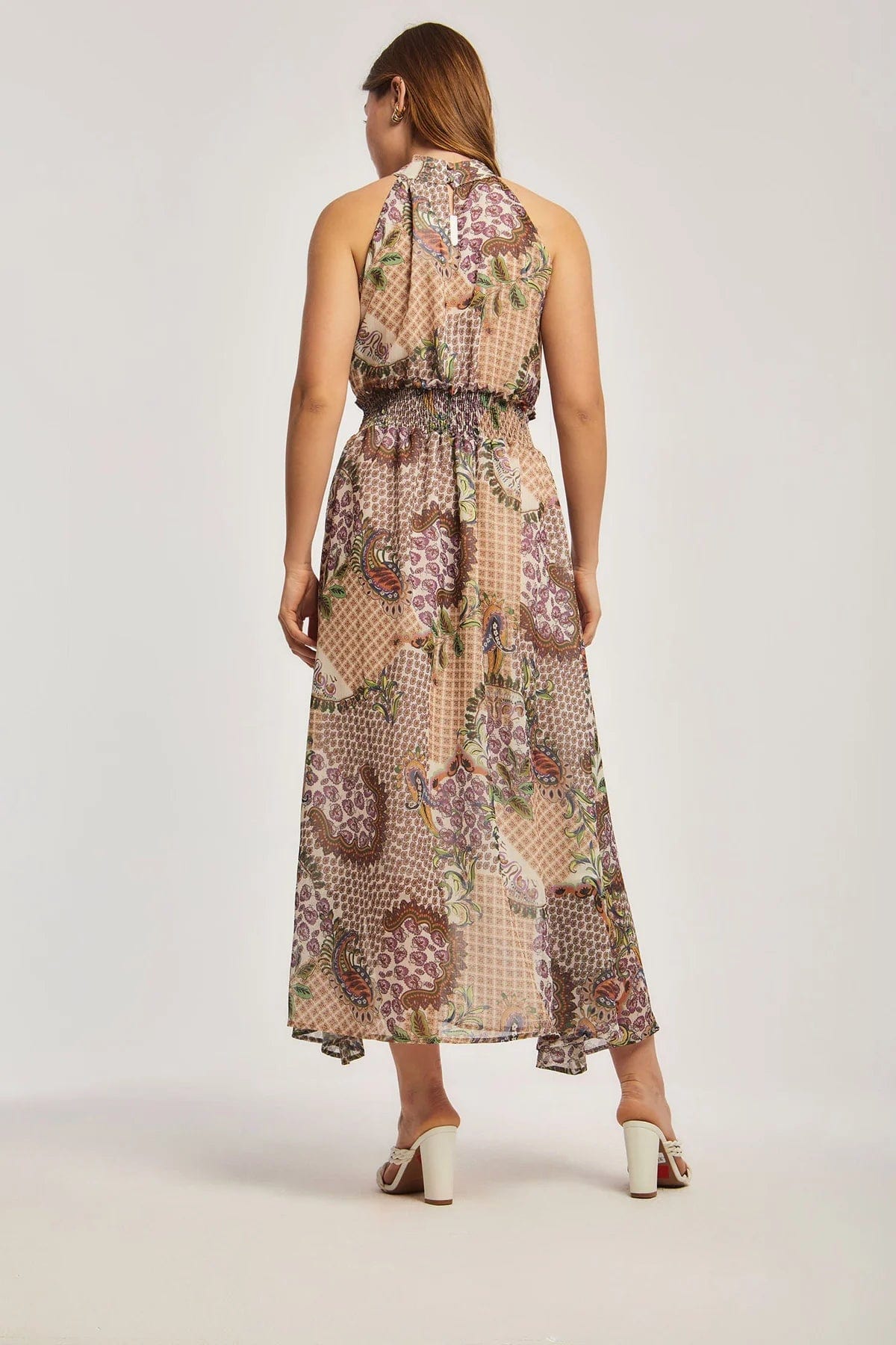 داليدرس فستان نسائي مشجر مزموم من الخصر متعدد الألوان