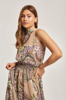 داليدرس فستان نسائي مشجر مزموم من الخصر متعدد الألوان