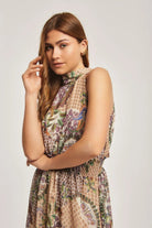 داليدرس فستان نسائي مشجر مزموم من الخصر متعدد الألوان