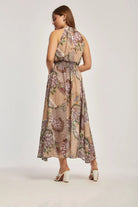 داليدرس فستان نسائي مشجر مزموم من الخصر متعدد الألوان