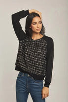 داليدرس سويت شيرت نسائي بنمط مربعات أسود