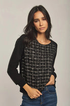 داليدرس سويت شيرت نسائي بنمط مربعات أسود