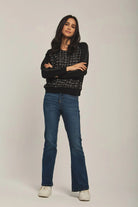 داليدرس سويت شيرت نسائي بنمط مربعات أسود