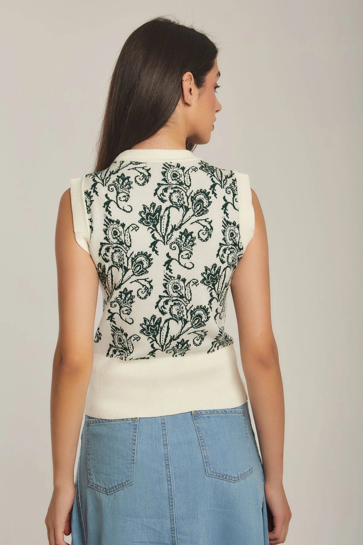 داليدرس فيست نسائي منسوج بطبعة جاكار أخضر