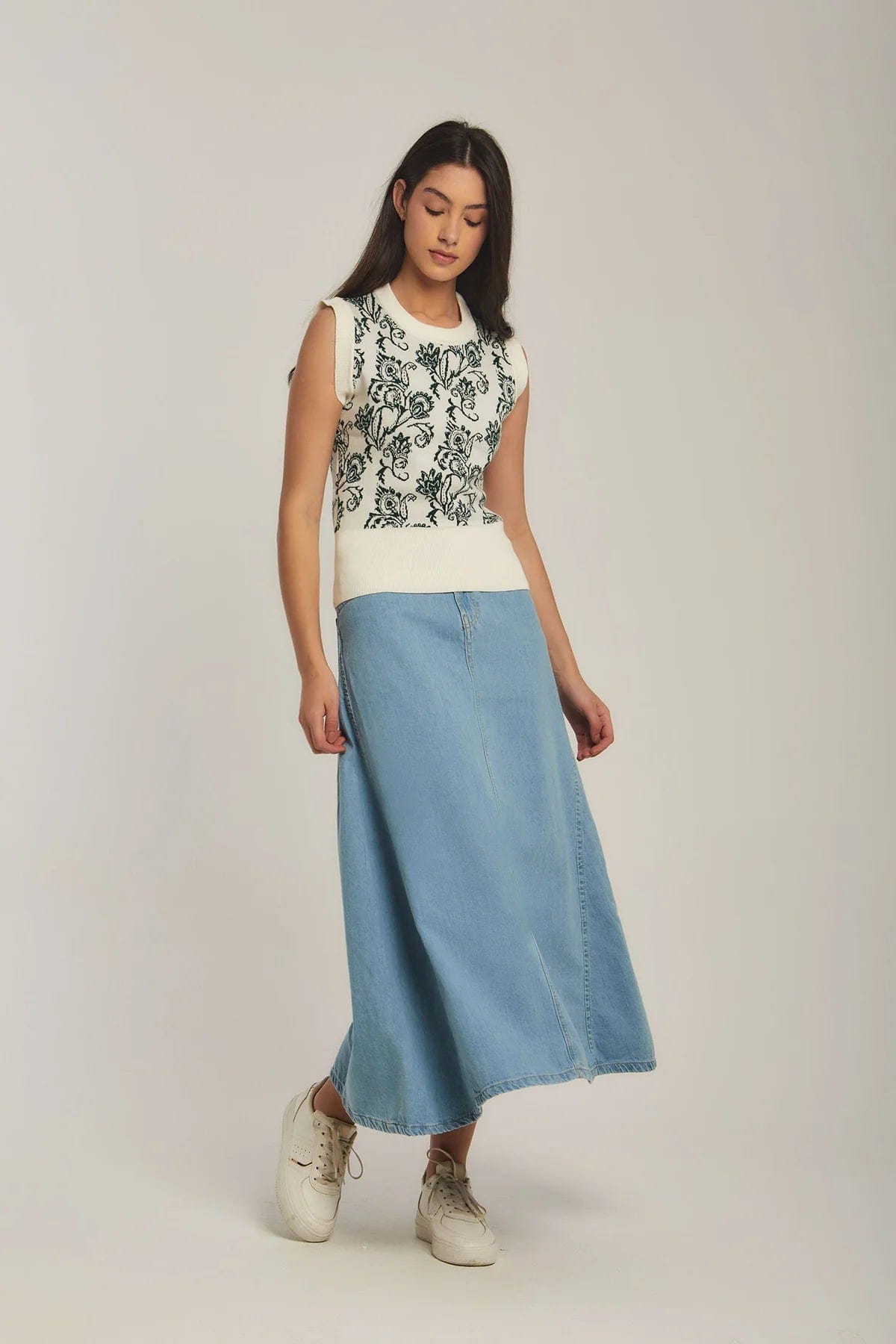 داليدرس فيست نسائي منسوج بطبعة جاكار أخضر