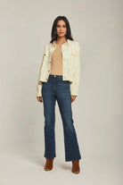 داليدرس كارديجان نسائي بجيب على الصدر أوف وايت