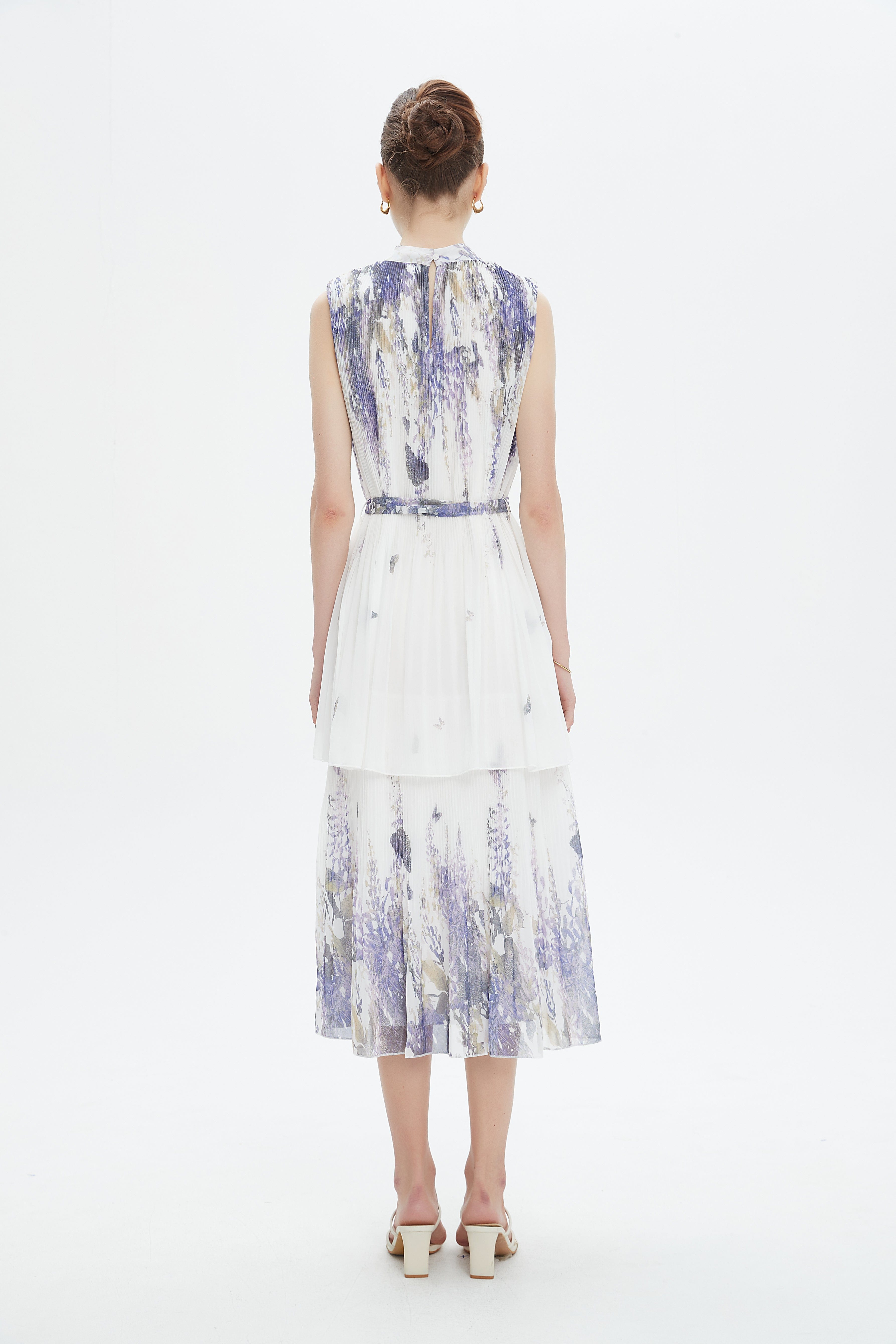 نتشي فستان ميدي مخمل ناعم طبقات