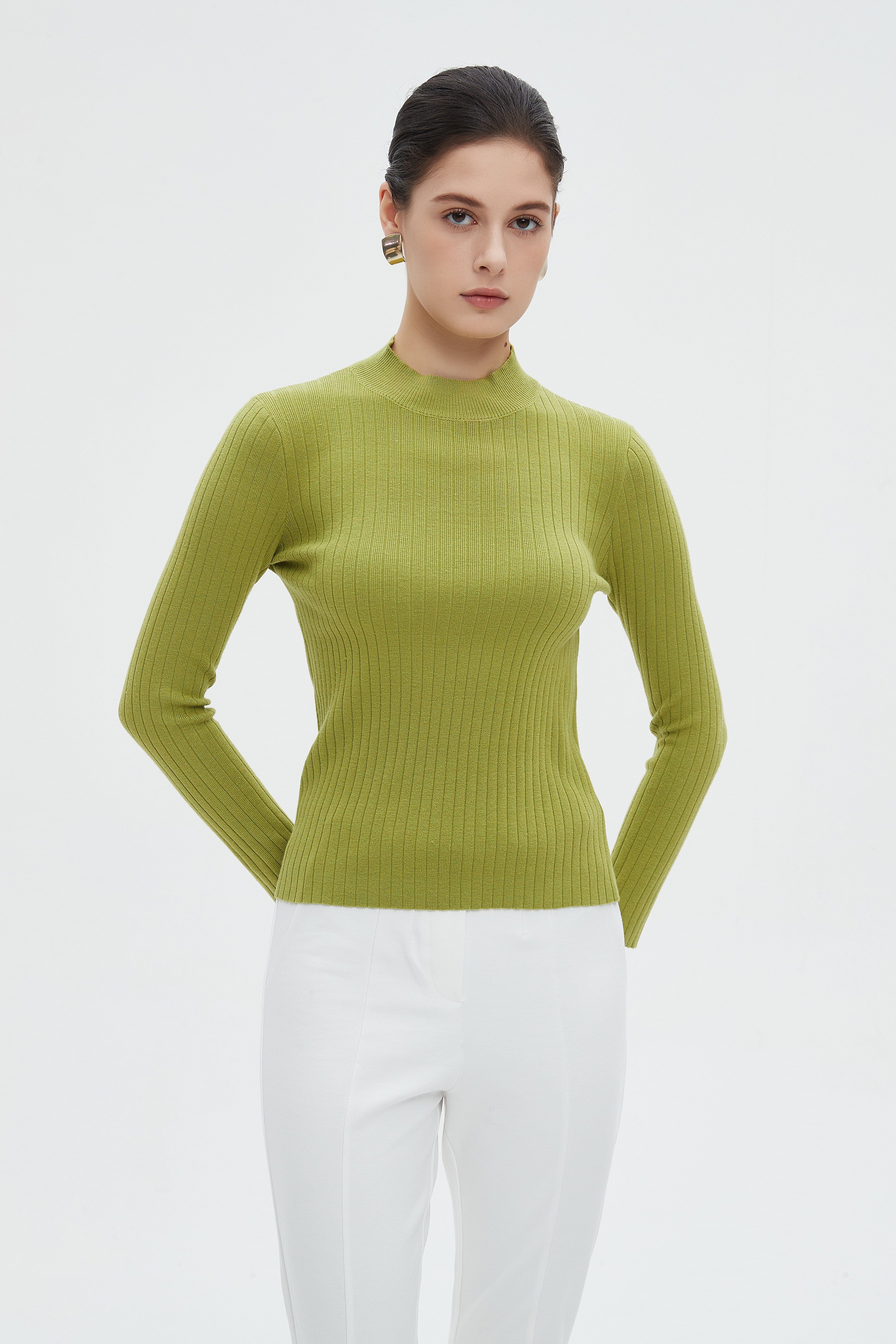 ميكا بلوزة نسائية شتوية طويلة باكمام طويلة ورقبة عالية