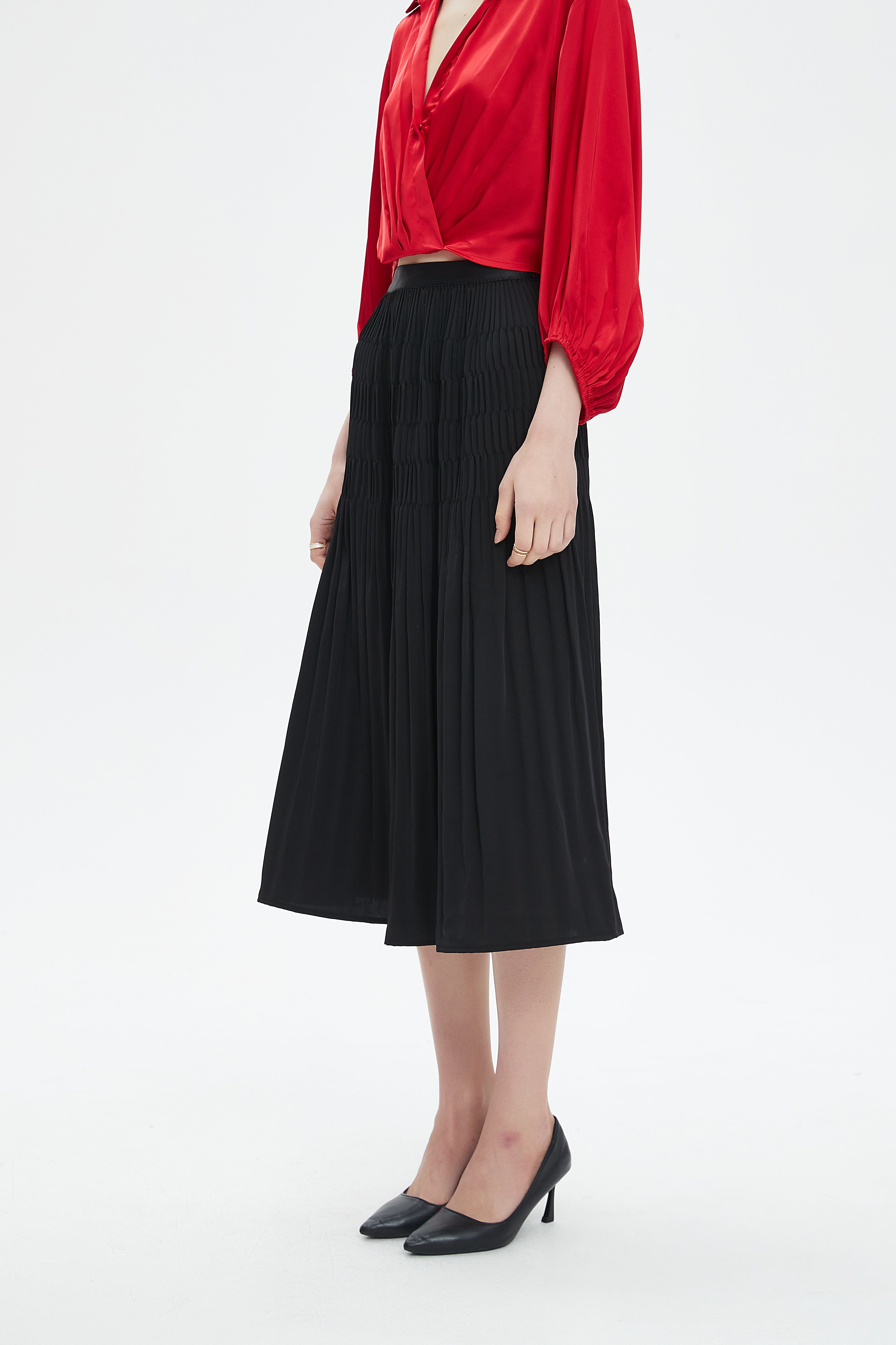 نتشي تنورة ميدي نسائية بخصر مطاطي