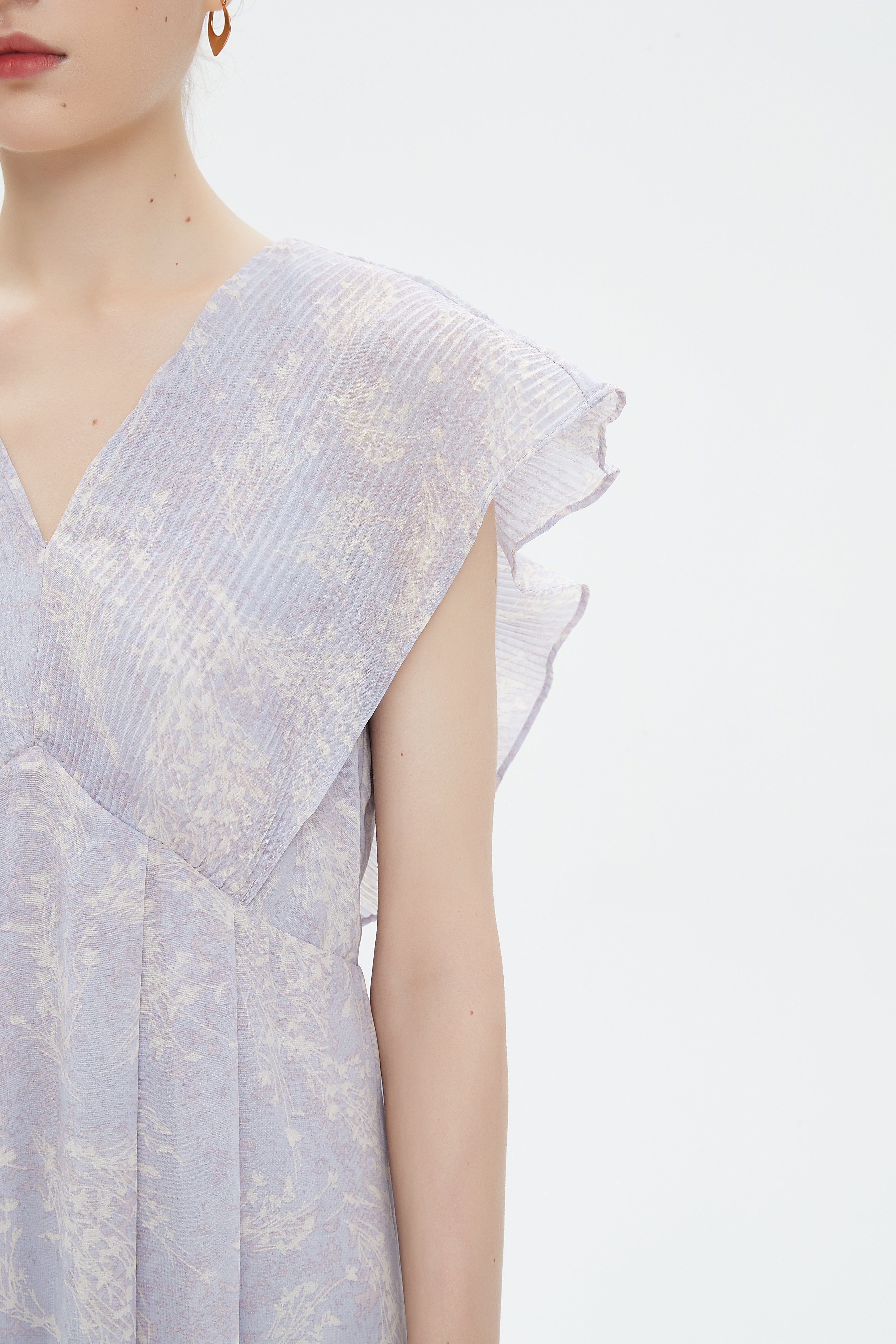 نتشي فستان ميدي بدون أكمام وبفتحة سبعة مشجر نسائي