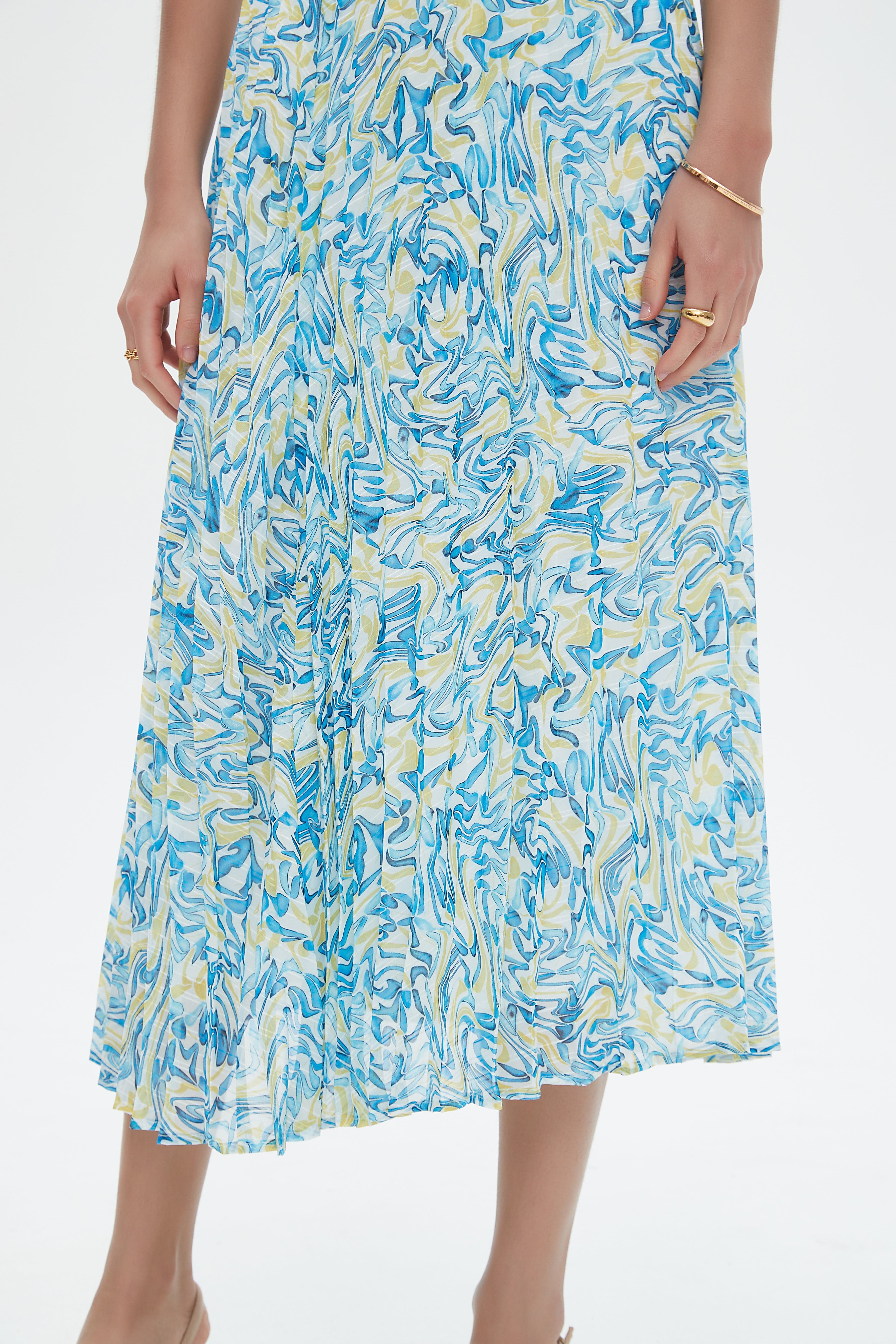 نتشي تنورة ميدي بليسيه منقوشة نسائي