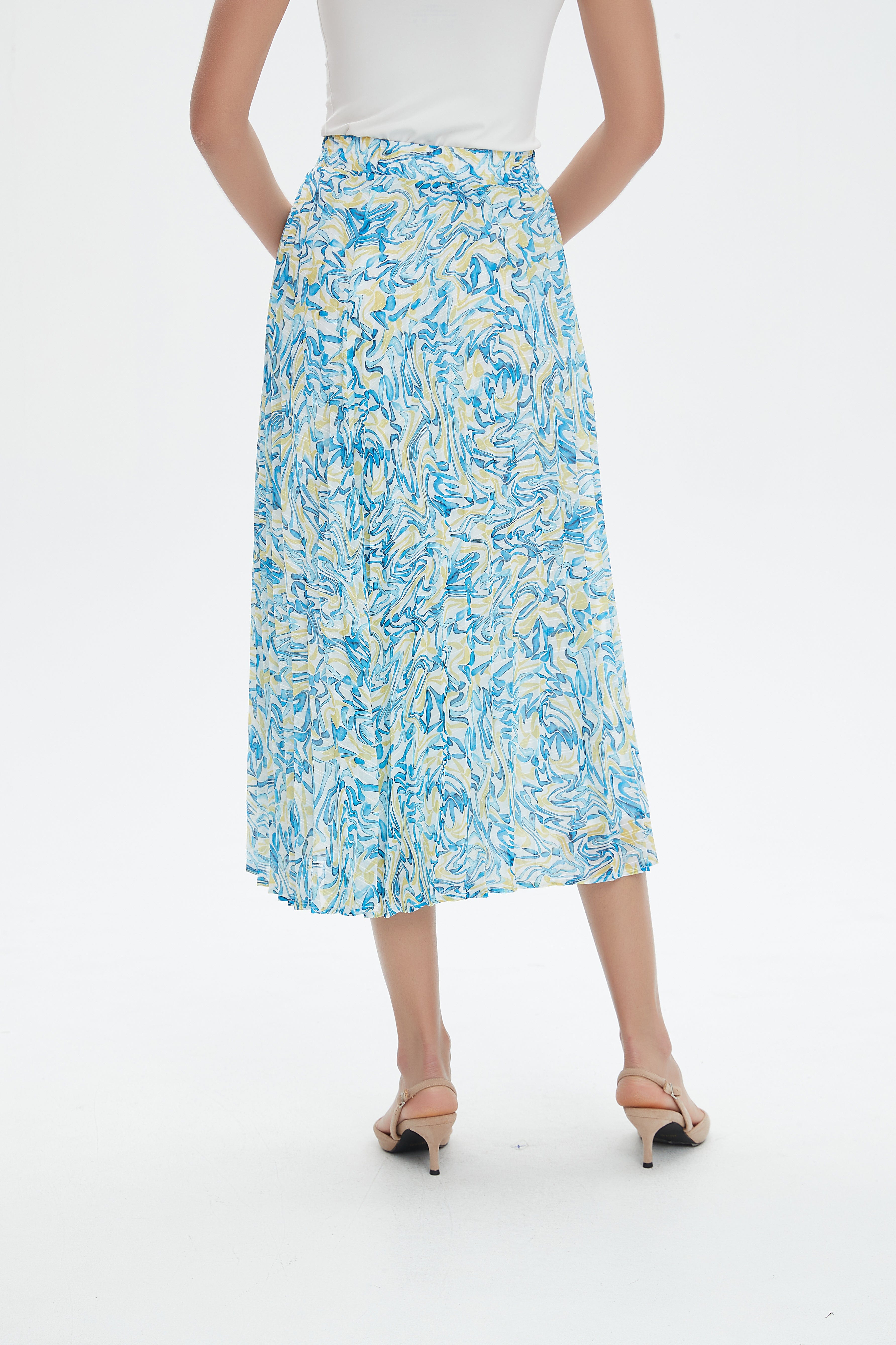 نتشي تنورة ميدي بليسيه منقوشة نسائي