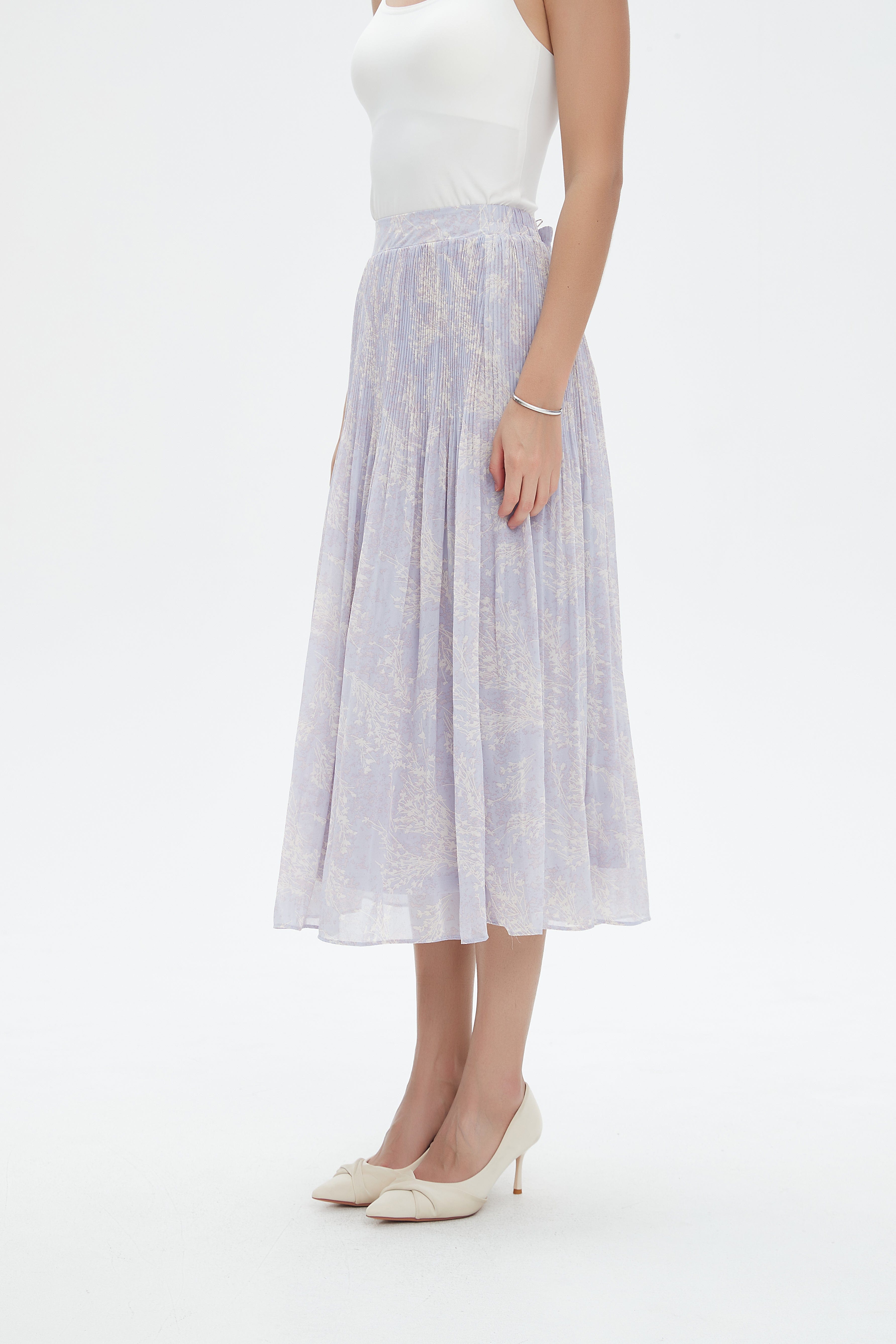 نتشي تنورة ميدي مشجرة شفافة خصر مرتفع نسائي