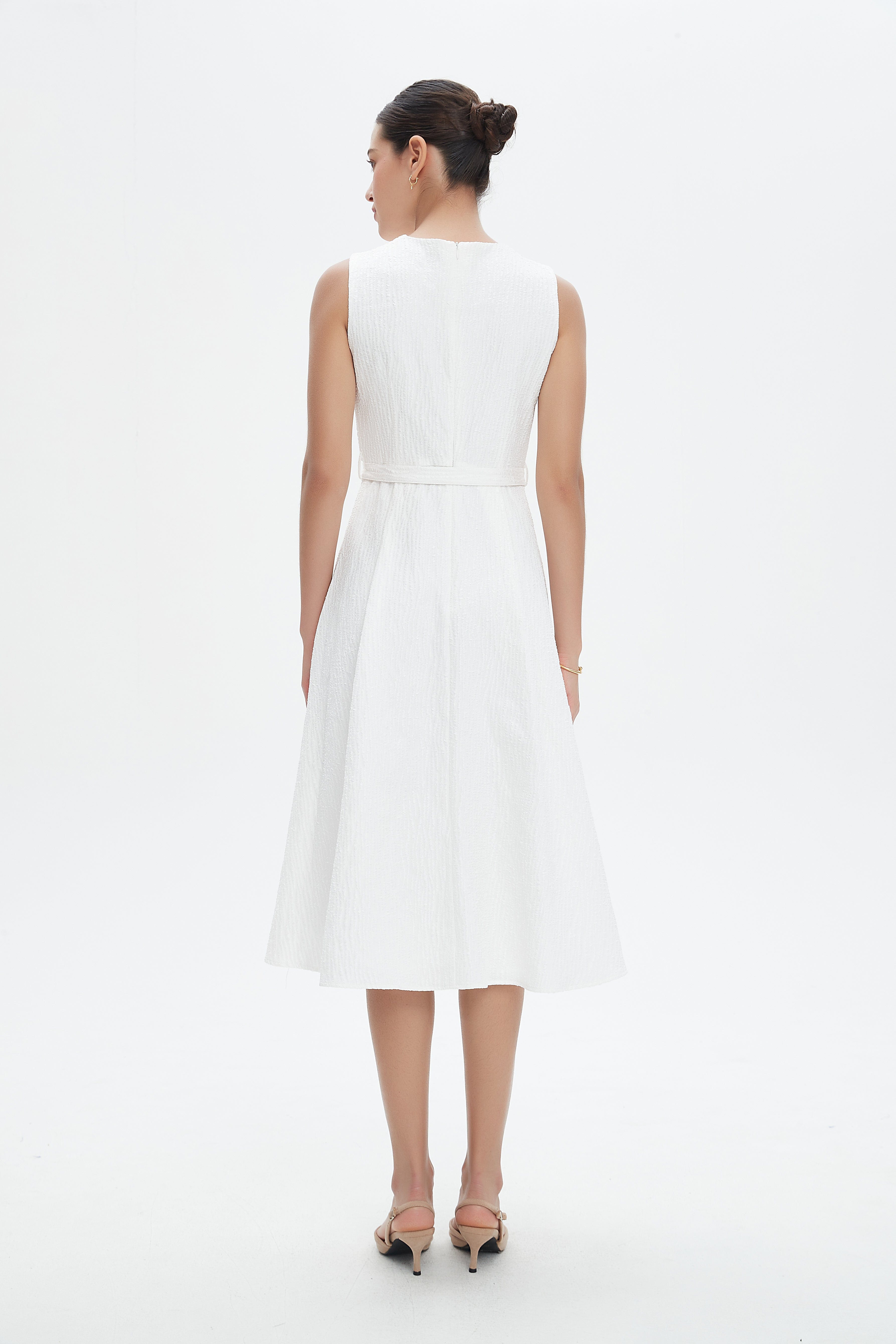 نتشي فستان ميدي مخصر كت برباط على الخصر نسائي