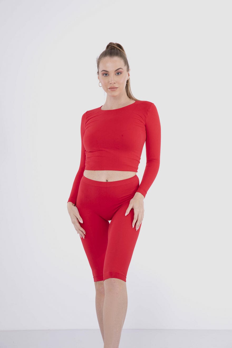 كارينا بلوزة سادة كم طويل من الميكروفايبر برقبة دائرية نسائي