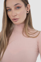 كارينا بلوزة سادة كم طويل من المايكروفايبر بياقة عالية نسائي