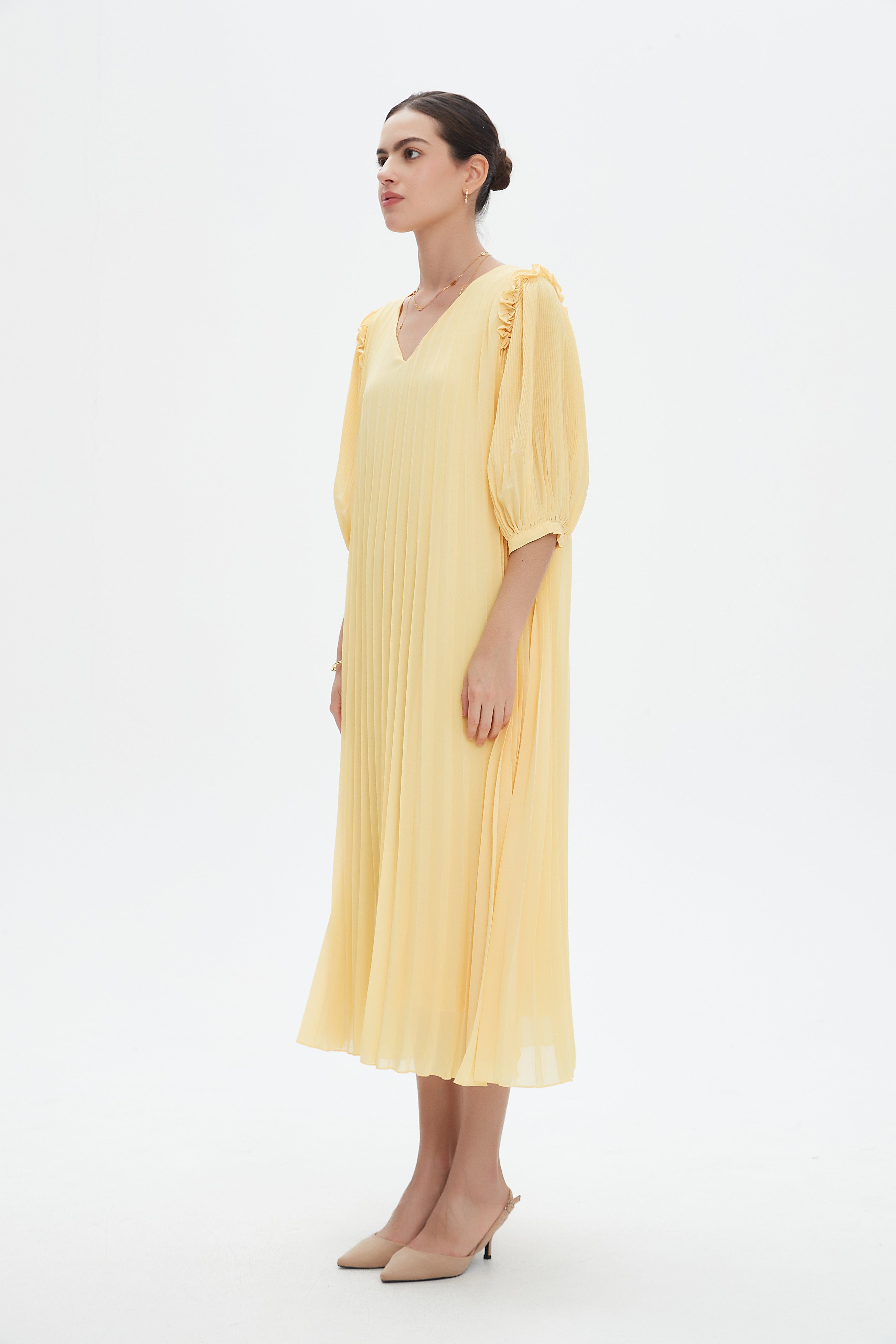 نتشي فستان ميدي 3/4 كم بليسيه نسائي