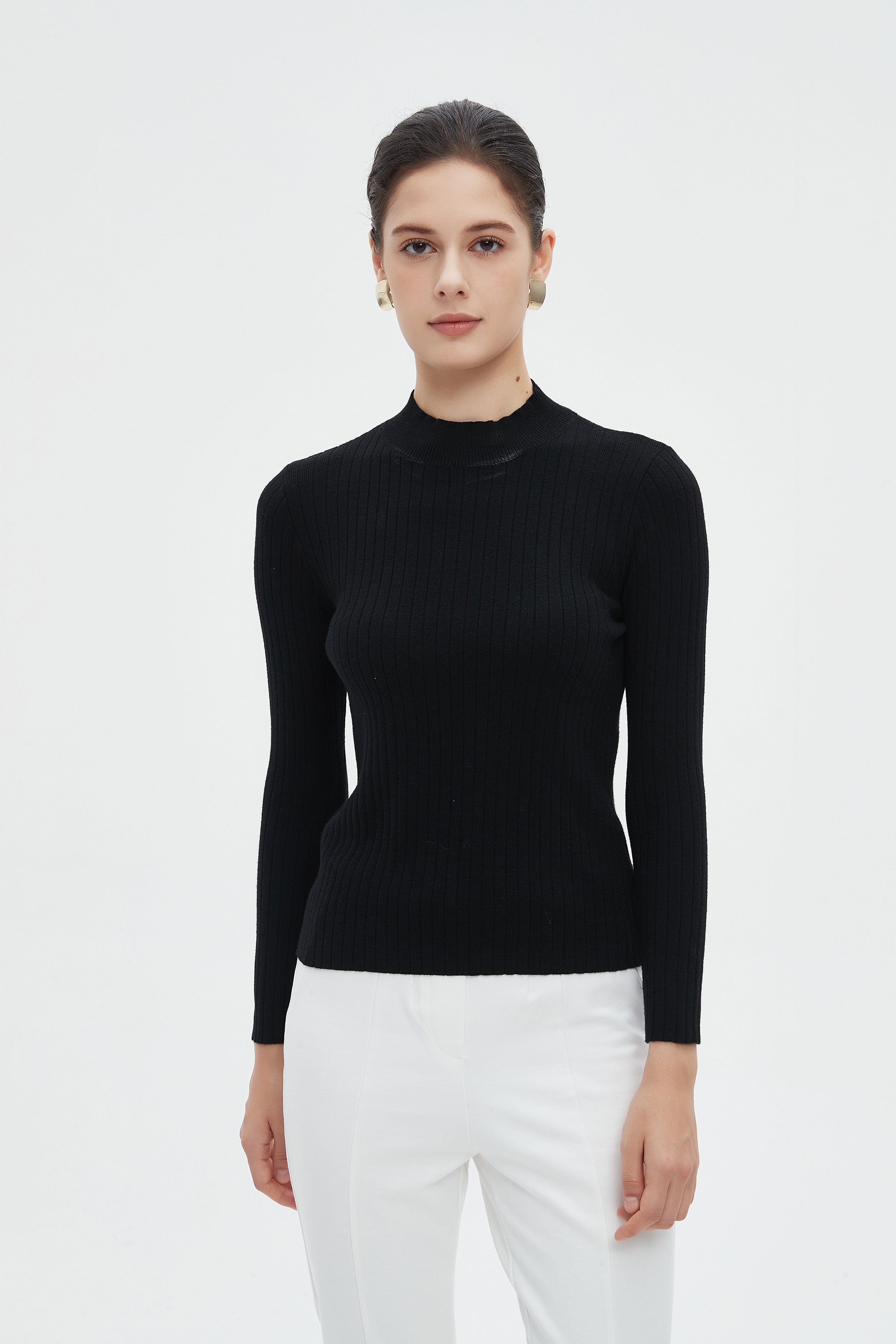 ميكا بلوزة نسائية شتوية بأكمام طويلة سادة