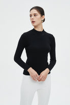 ميكا بلوزة نسائية شتوية بأكمام طويلة سادة