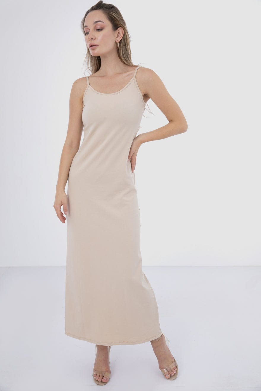 كارينا فستان قطن ساده نسائي بحمالات