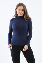 كارينا بلوزه ضيقة طويلة الأكمام بياقة عالية