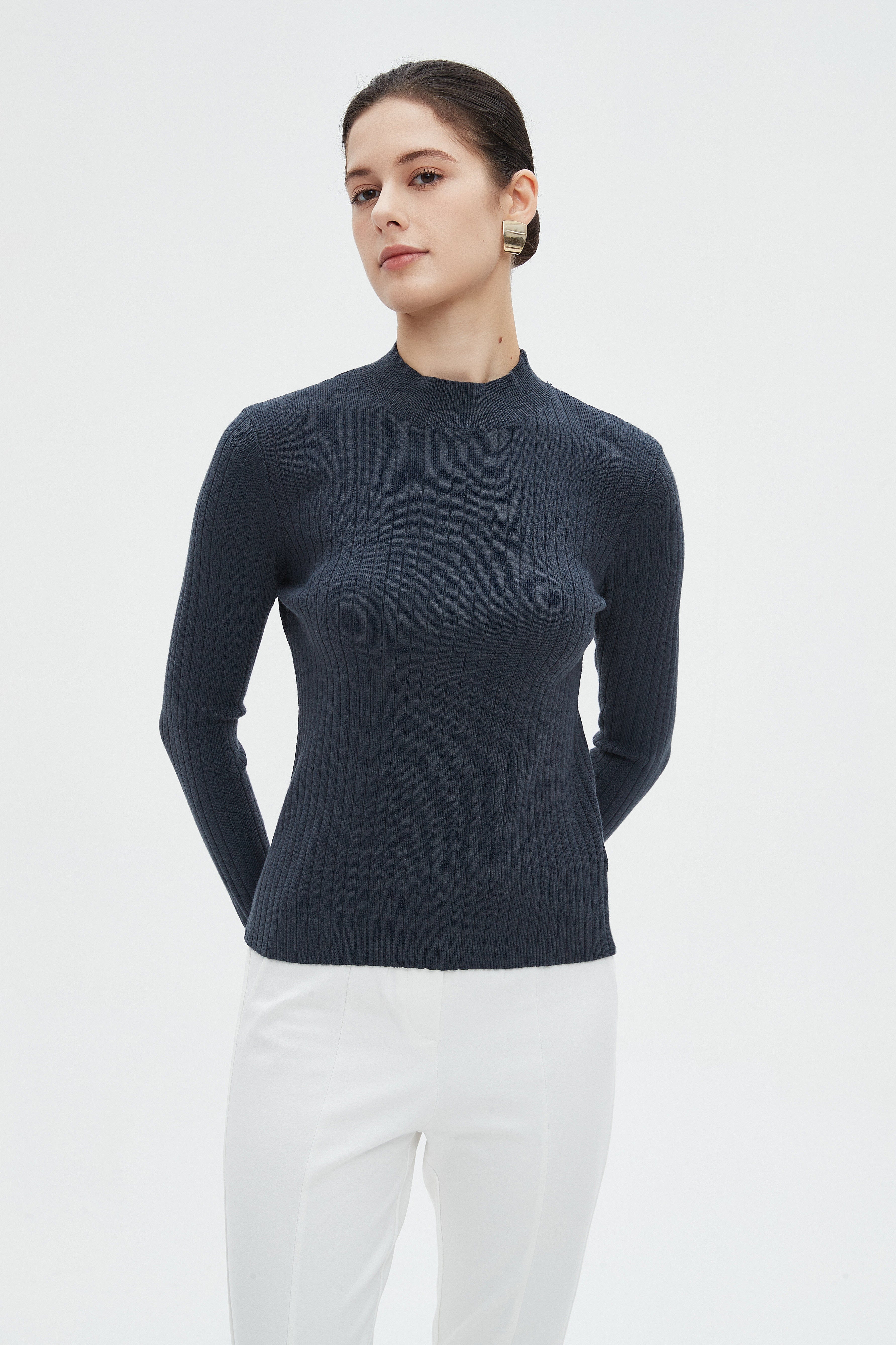 ميكا بلوزة نسائية شتوية بأكمام طويلة سادة