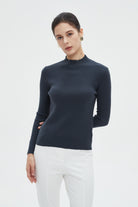 ميكا بلوزة نسائية شتوية بأكمام طويلة سادة