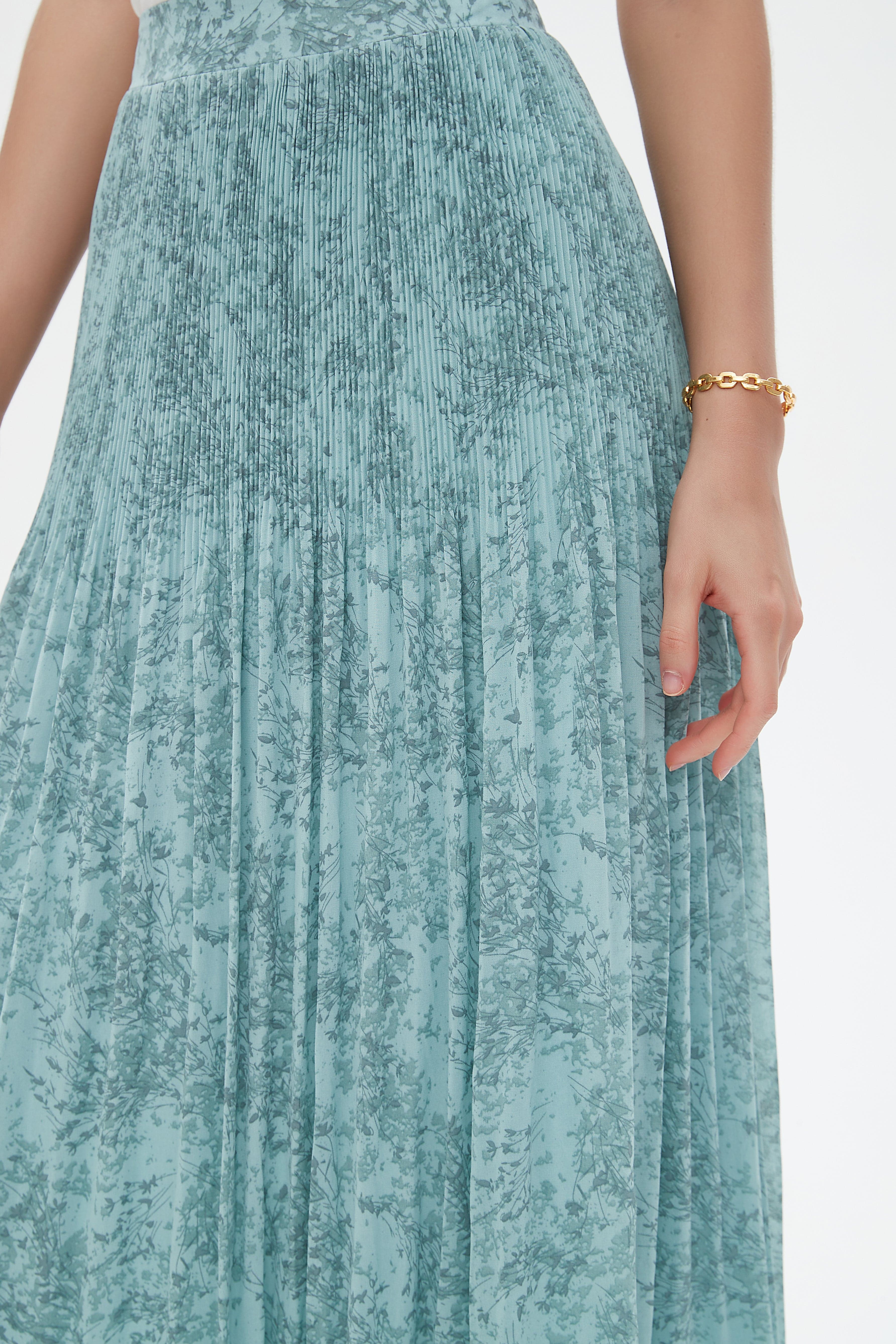 نتشي تنورة ميدي مشجرة شفافة خصر مرتفع نسائي