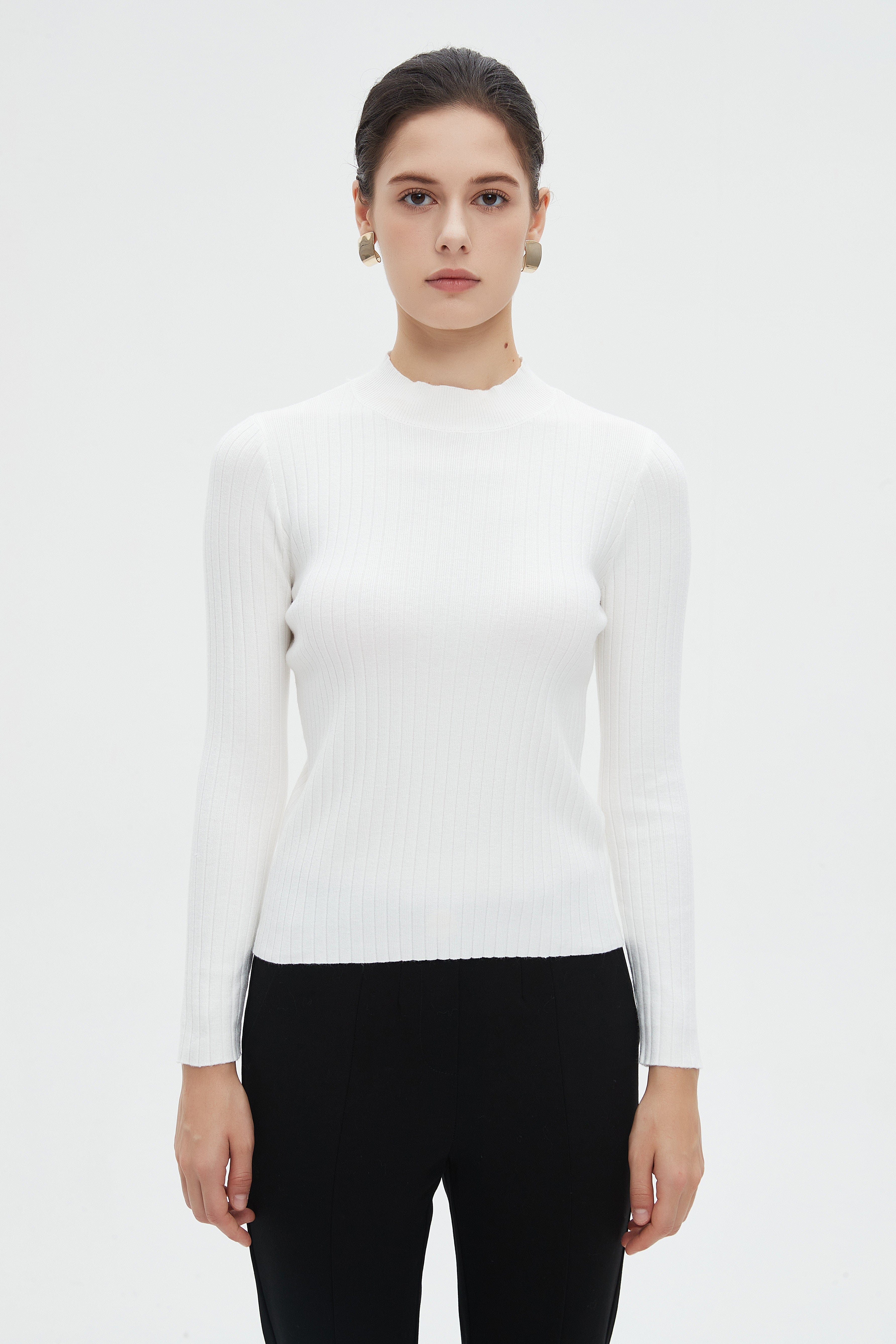 ميكا بلوزة نسائية شتوية بأكمام طويلة سادة