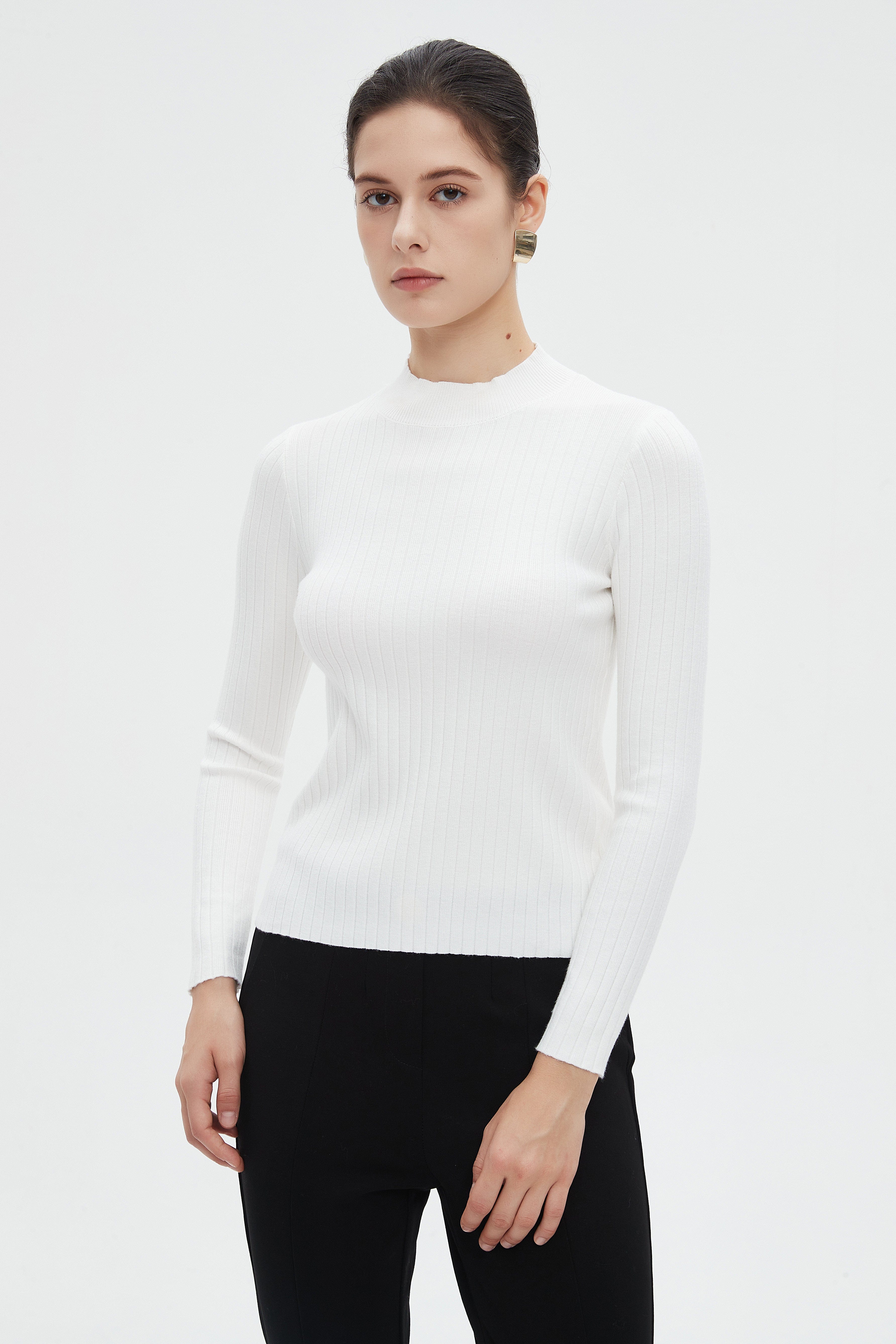 ميكا بلوزة نسائية شتوية بأكمام طويلة سادة