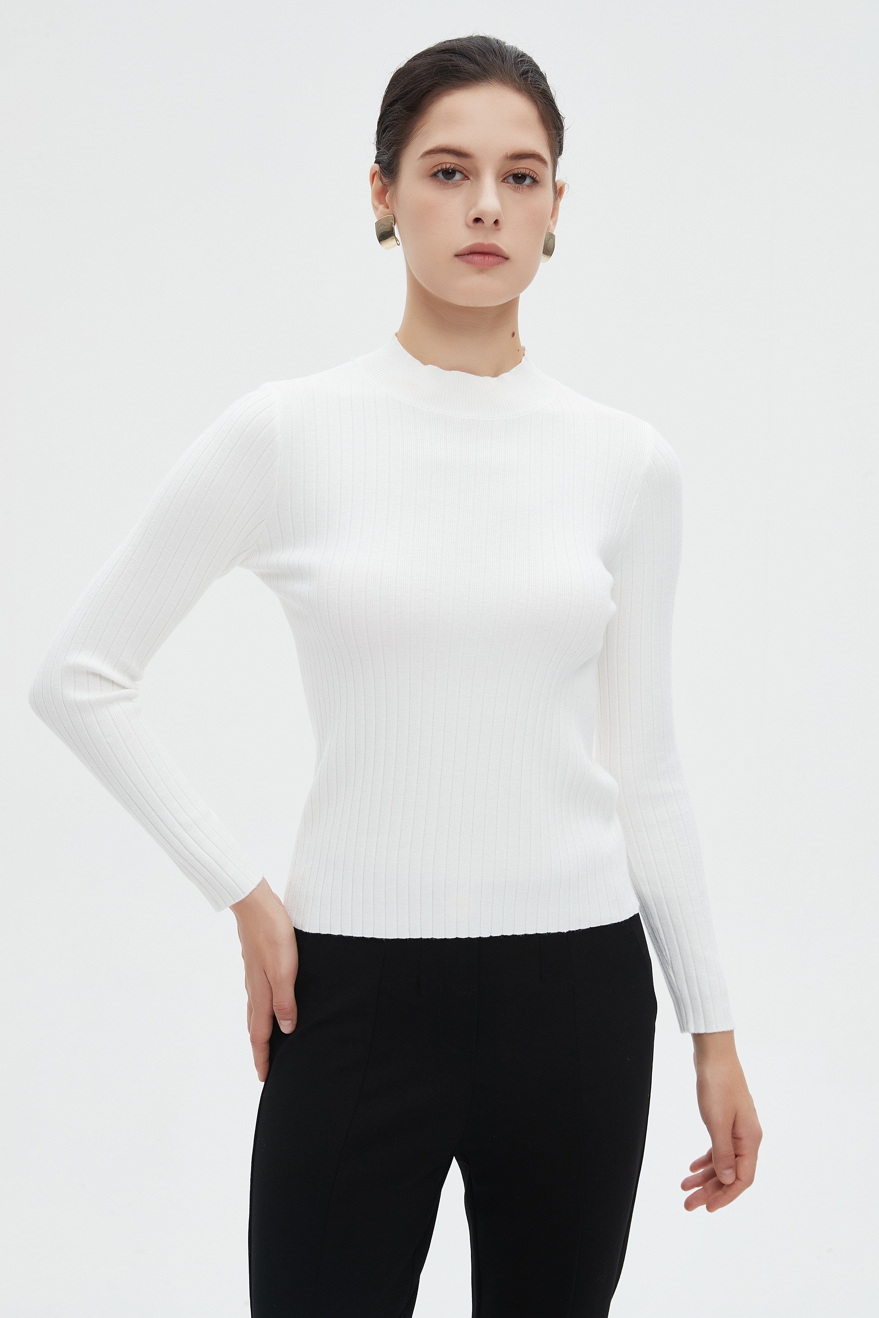 ميكا بلوزة نسائية شتوية بأكمام طويلة سادة