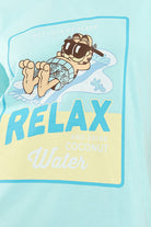 كارينا طقم بيجامة تيشيرت نص كم بطبعة وبنطلون مشجر أزرق أكوا