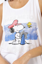 كارينا طقم بيجامة شورت وتيشيرت مطبوع بدون أكمام أبيض