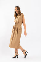 كارينا فستان ميدي بدون اكمام بحزام على الخصر نسائي