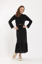 كارينا تنورة بتصميم حورية البحر بخصر مرتفع مخرمة