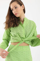 كارينا قميص برباط أمامي كم طويل نسائي