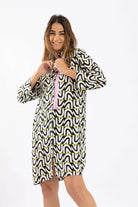 كارينا فستان بأزرار وسحاب قصير نسائي أسود