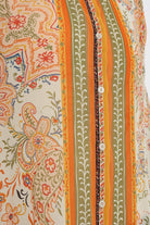 كارينا فستان منقوش كم طويل مطرز من الأمام نسائي ملون