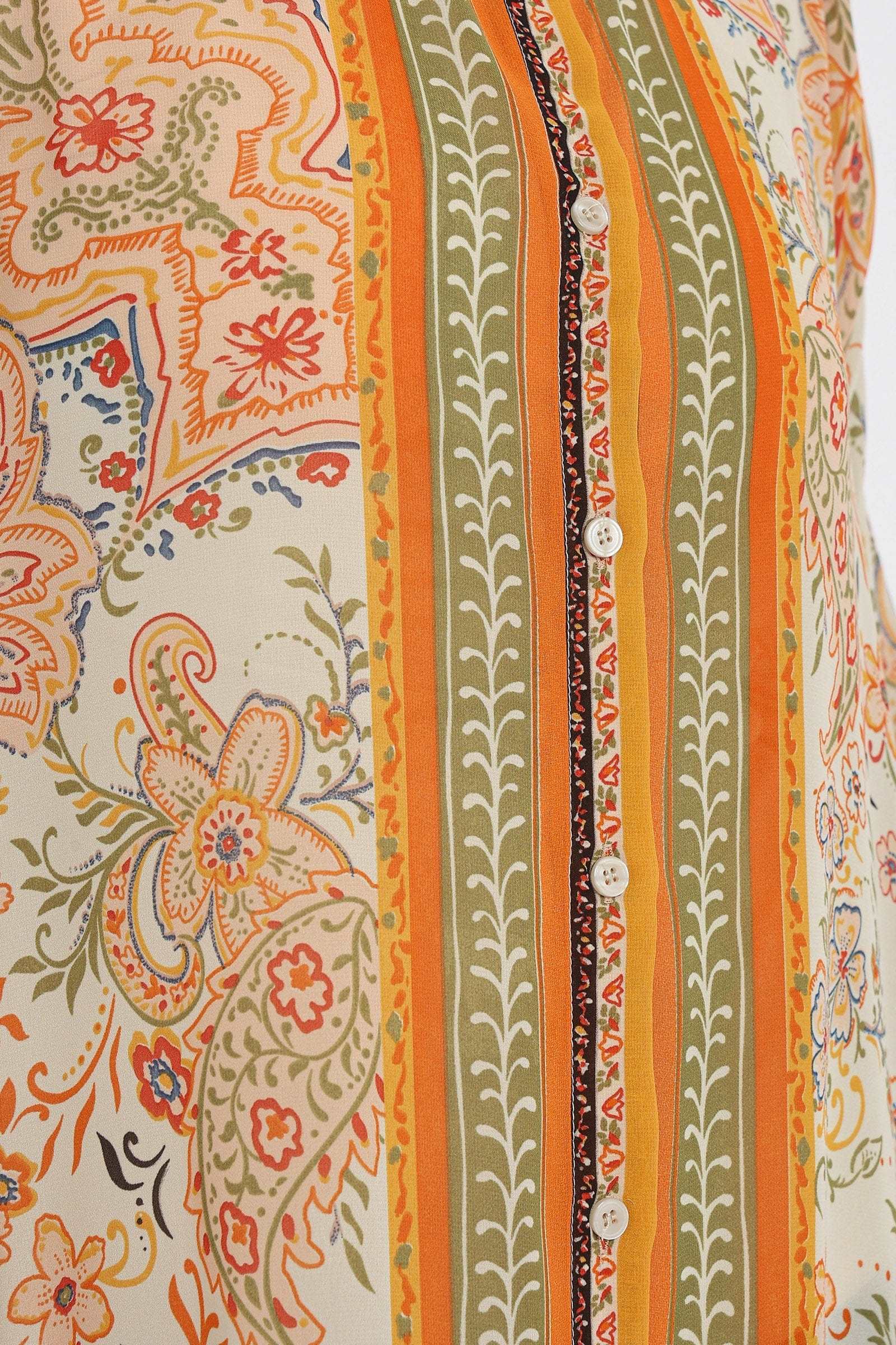 كارينا فستان منقوش كم طويل مطرز من الأمام نسائي ملون