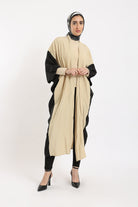 كارينا كيمونو سادة طويل واسع برباط بأكمام طويلة