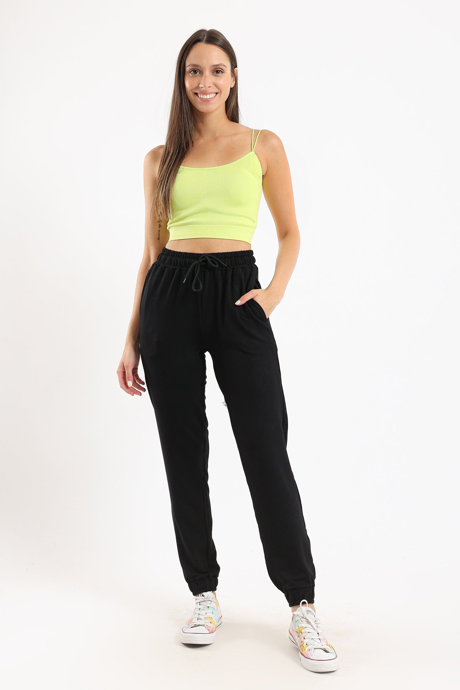 كارينا كروب توب مضلع سادة حمالات رفيعة