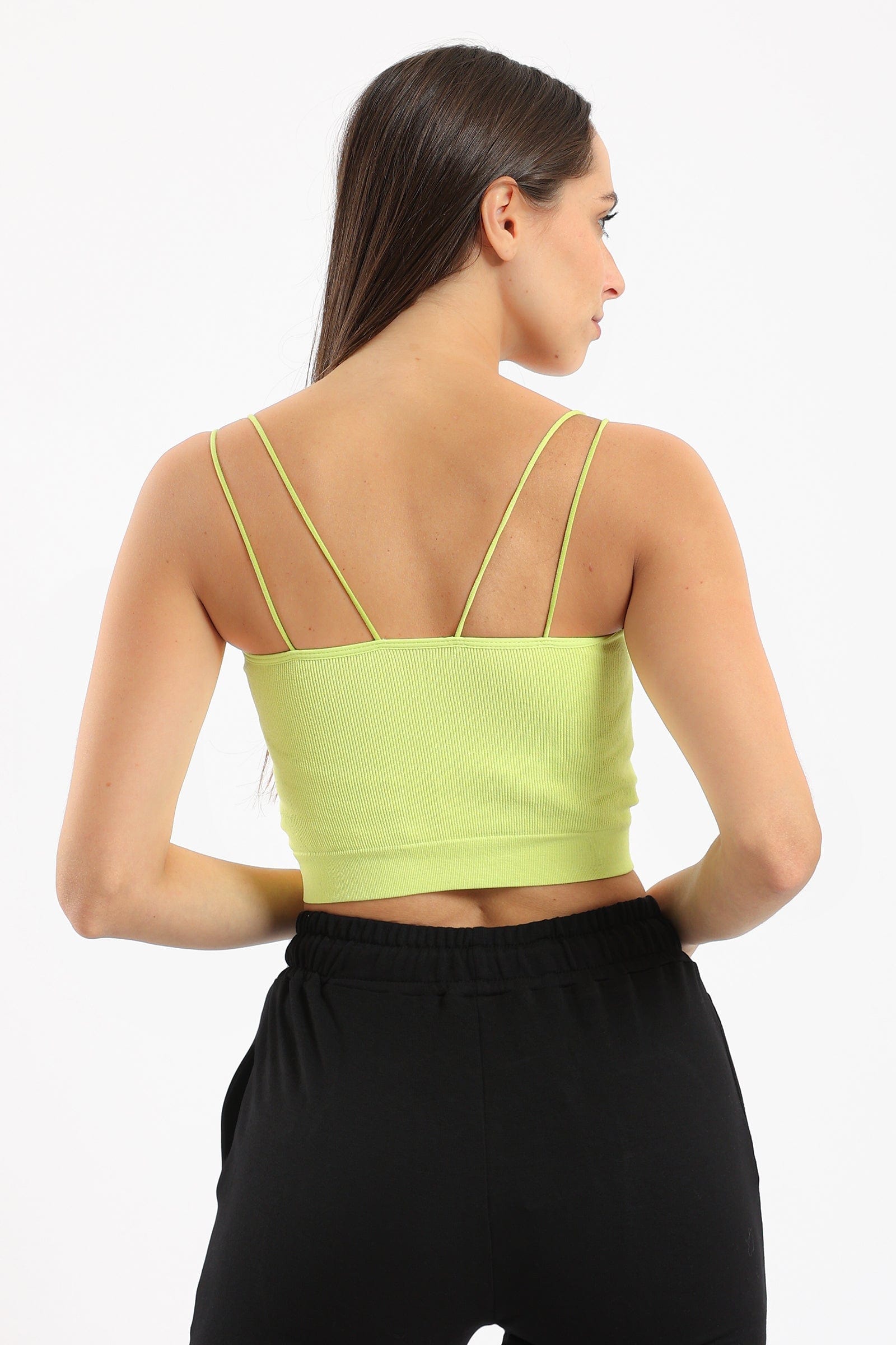 كارينا كروب توب مضلع سادة حمالات رفيعة