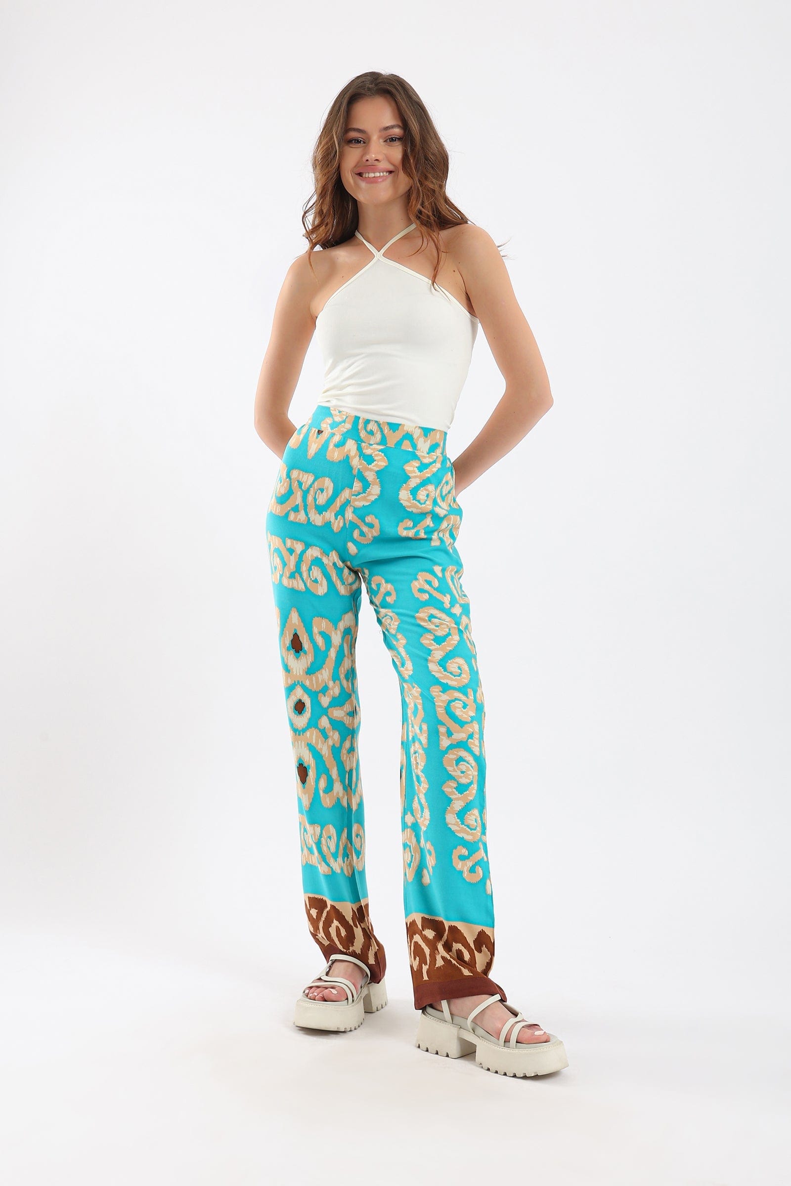 كارينا بنطلون طويل نسائي مطبوع ملون