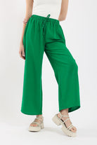 كارينا بنطلون وايد ليج سادة بخصر مطاطي