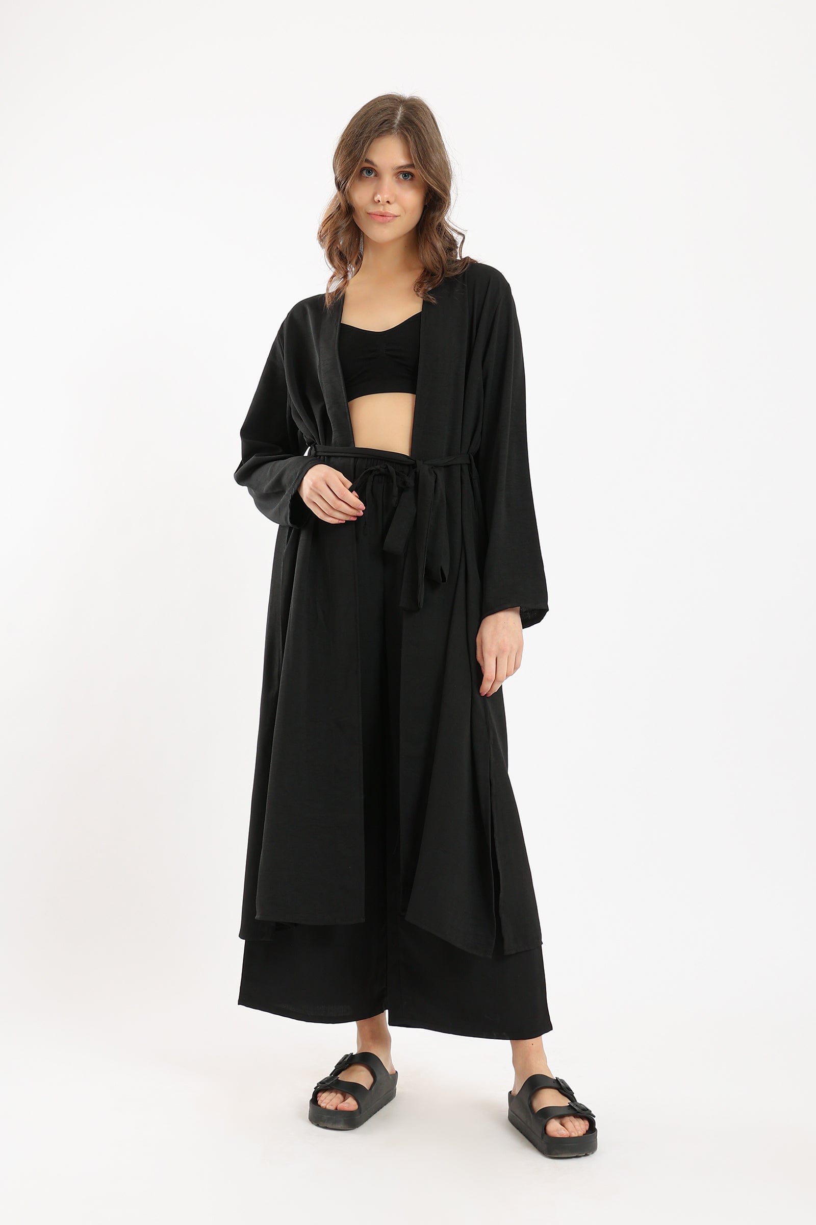 كارينا بنطلون وايد ليج سادة بخصر مطاطي