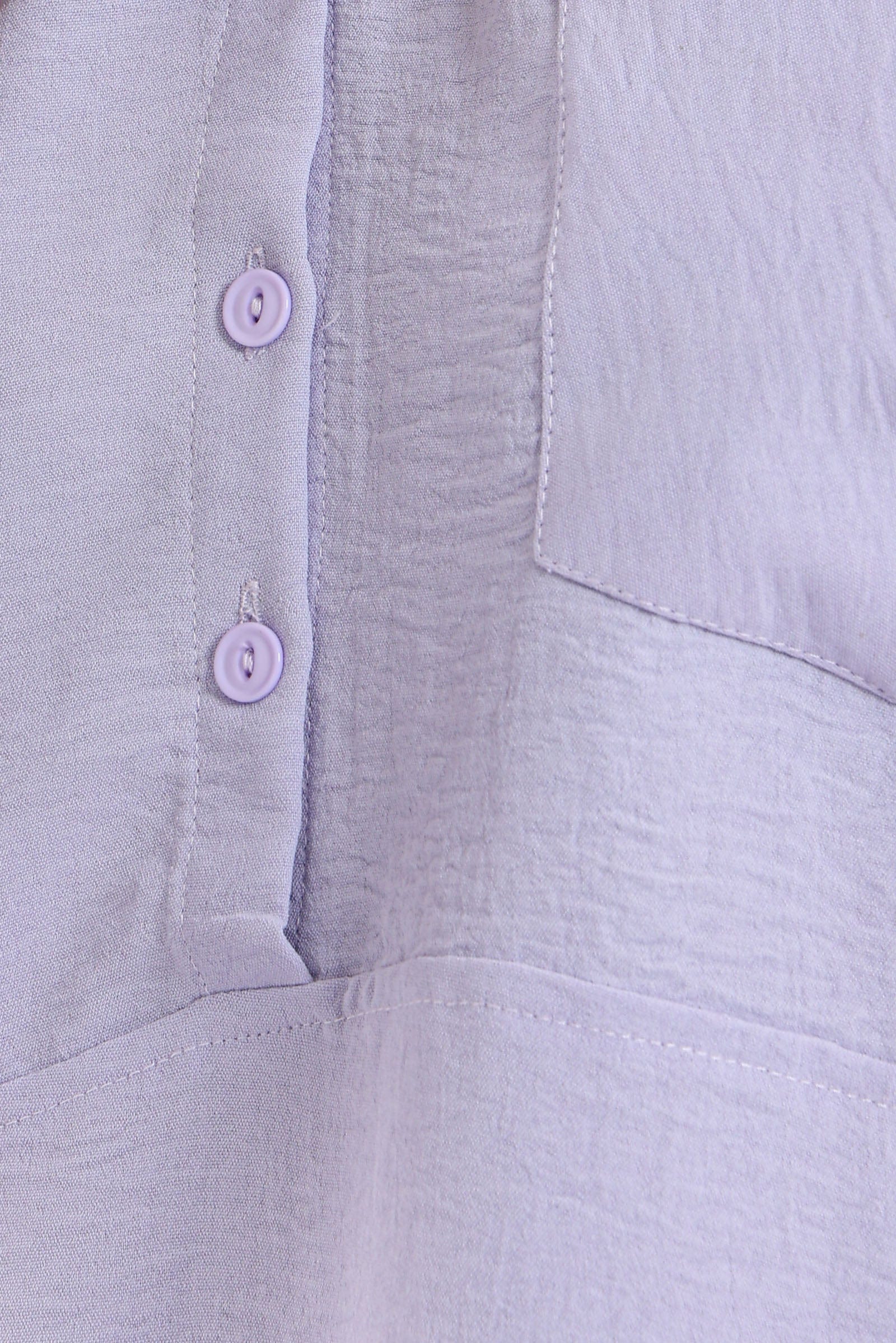 كارينا قميص طويل بياقة كلاسيكية فضفاض بجيب على الصدر