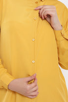 كارينا فستان قميص ميدي بأزرار أمامية بأكمام طويلة