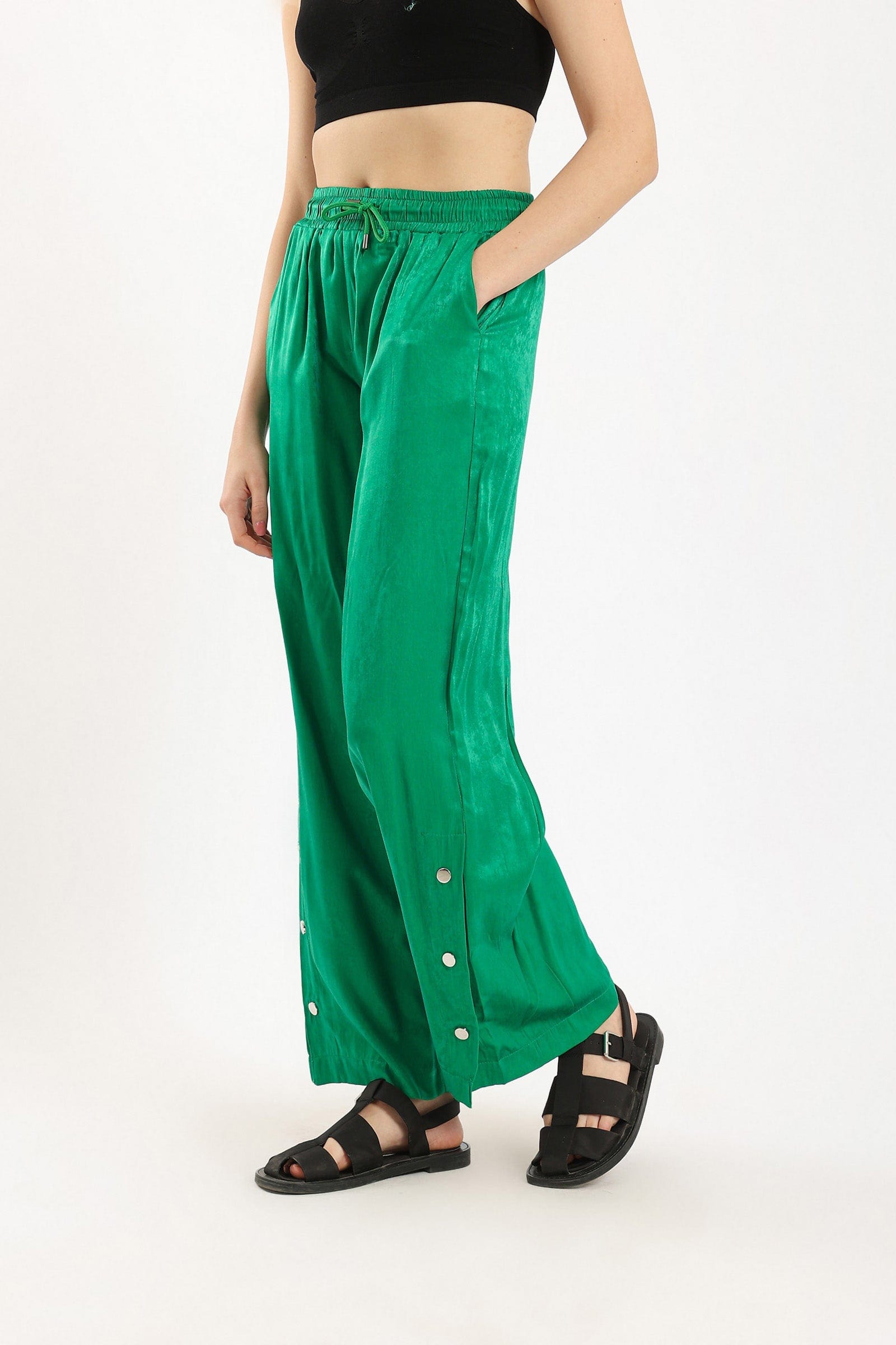 كارينا بنطلون سادة بأزرار جانبية بقصة مستقيمة